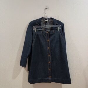 Vintage Graff California Wear Polyester Denim Skirt Suit